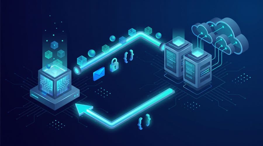 Python requests - isometric client, server and cloud API HTTP request illustration