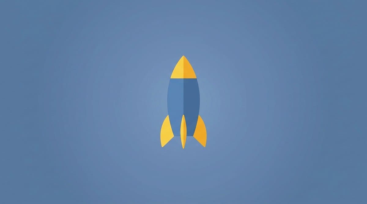 Minimal flat rocket illustration, representing python projects for beginners that launch you out of tutorial hell