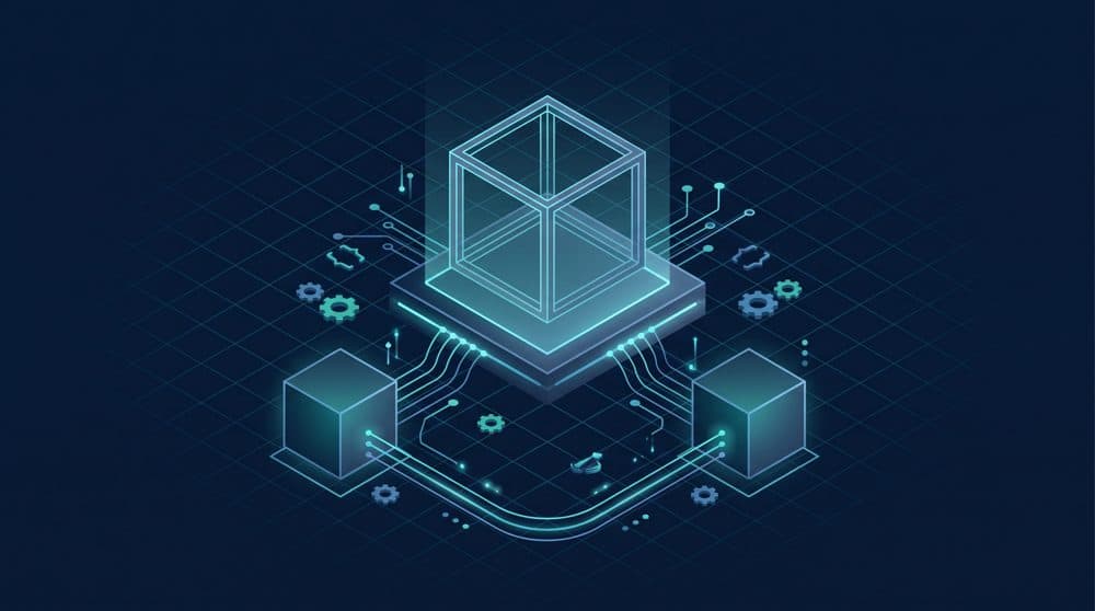 Isometric illustration of a Python abstract class blueprint and concrete subclasses