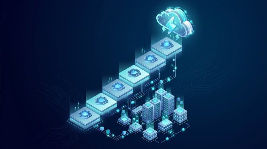 AWS certification for beginners: isometric ladder of certification badges rising to a cloud
