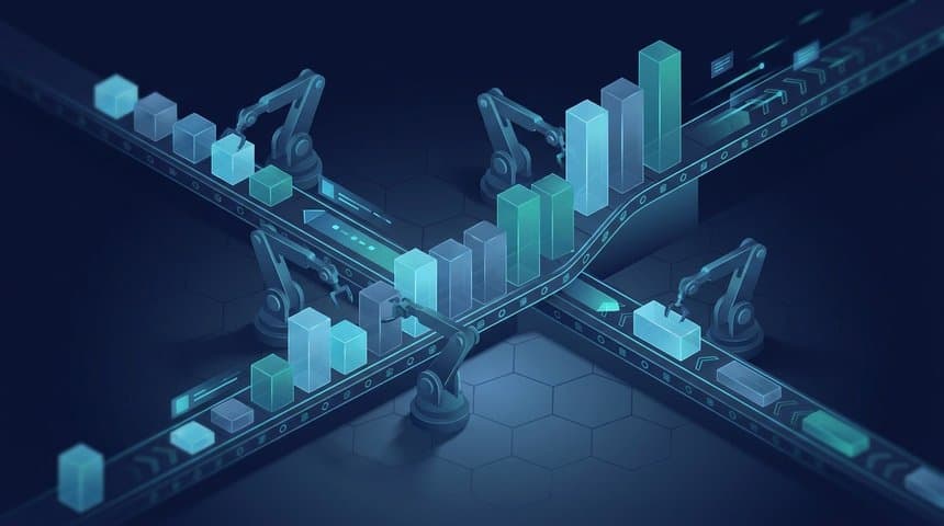 Isometric illustration of data being sorted, representing how to sort a list in Python