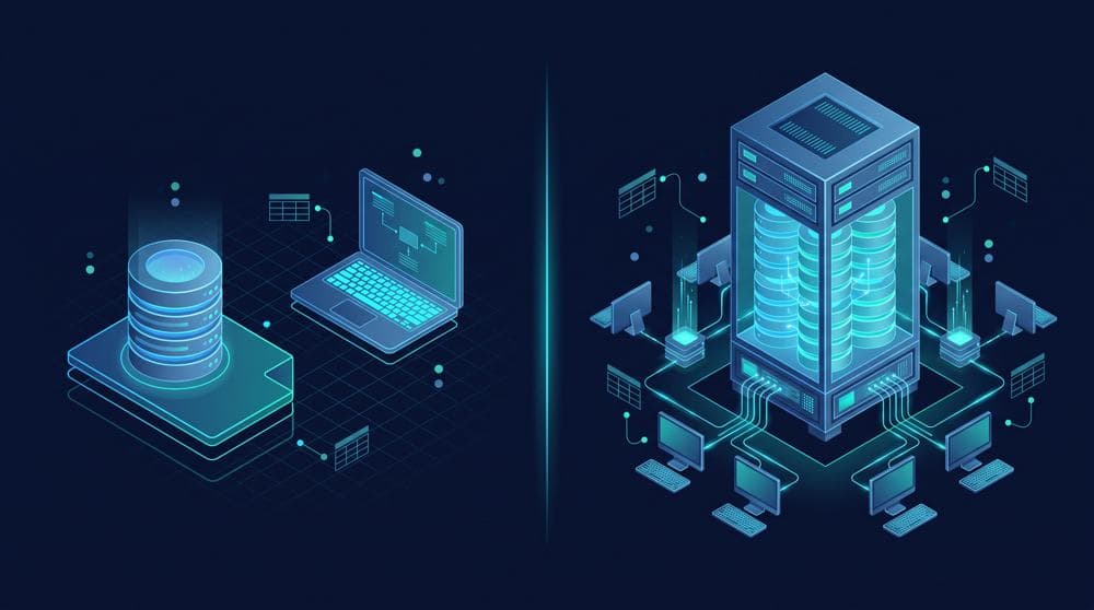 SQLite vs PostgreSQL embedded file database compared with client/server database