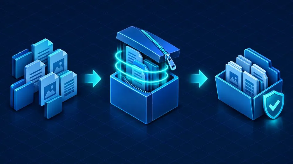 Python zipfile: files compressed into a ZIP archive and safely extracted to a folder
