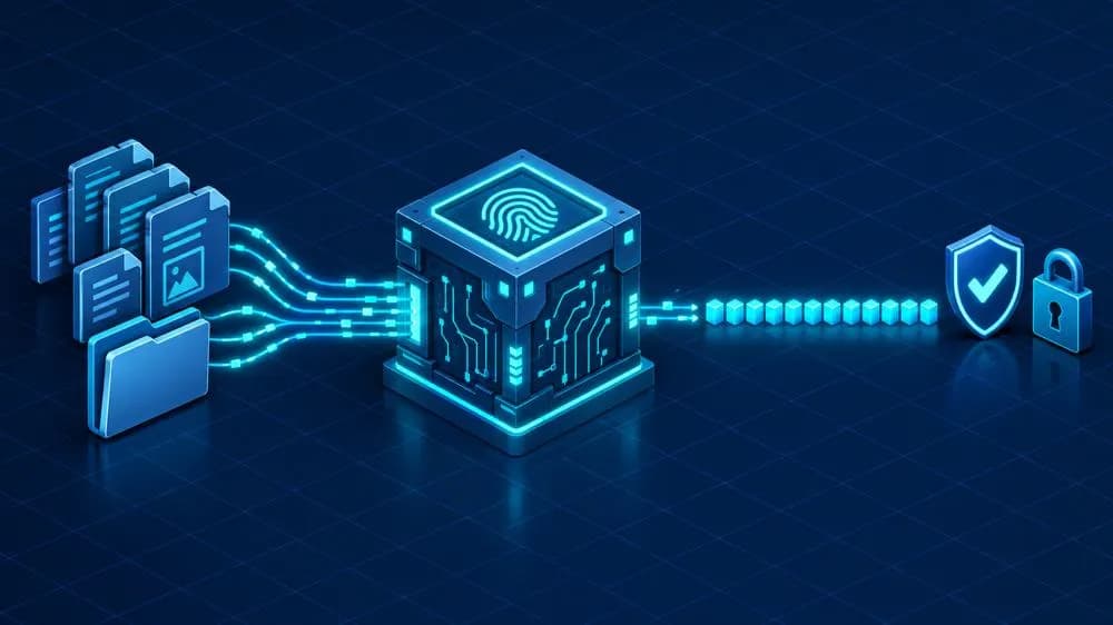 Python hashlib: files hashed into a SHA-256 fingerprint for integrity verification