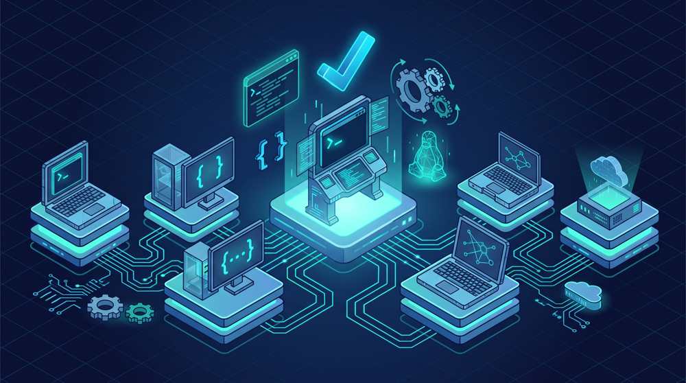 best linux distro for programming - isometric comparison of developer operating system options with a highlighted chosen pick