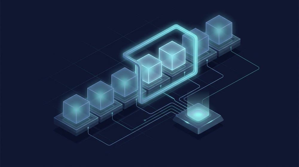 Isometric illustration of python slicing selecting a subset of a sequence
