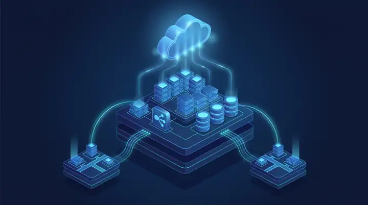 Isometric illustration of a multi-tier AWS cloud architecture for the AWS Solutions Architect Associate exam