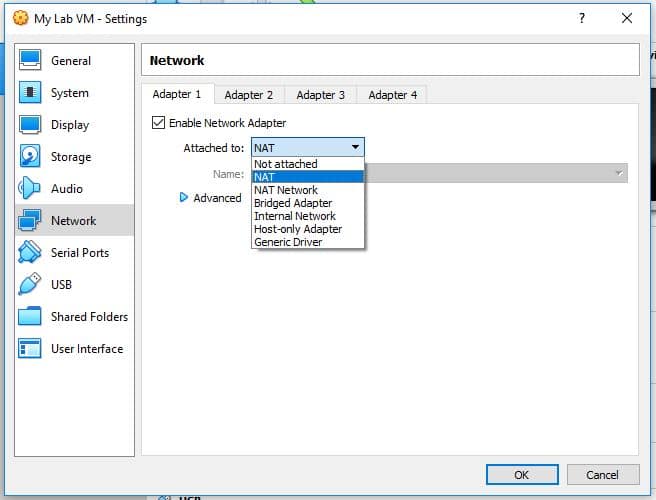 VirtualBox VM Adapter Types VirtualBox VM Adapter Types