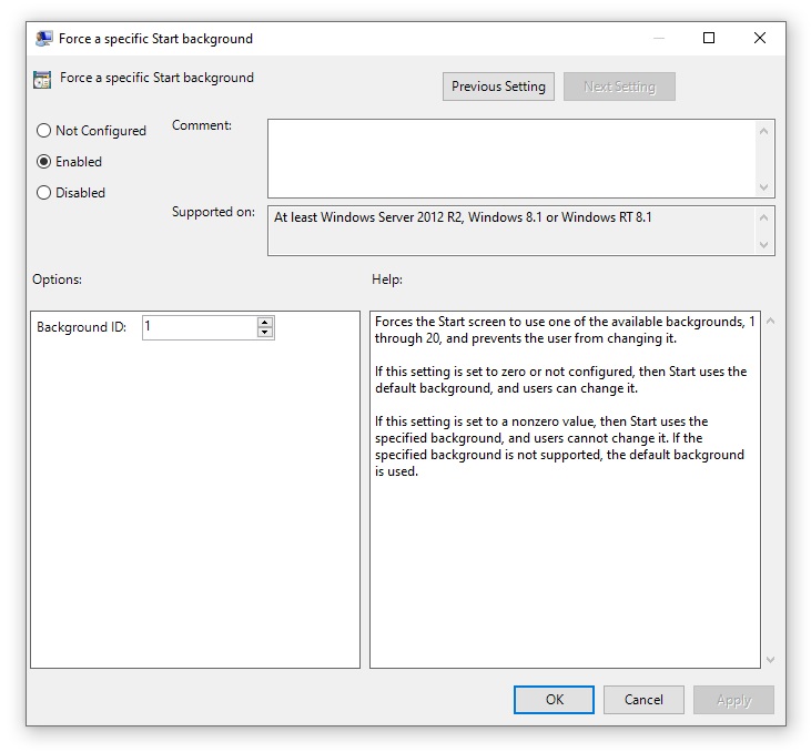 Group Policy Setting