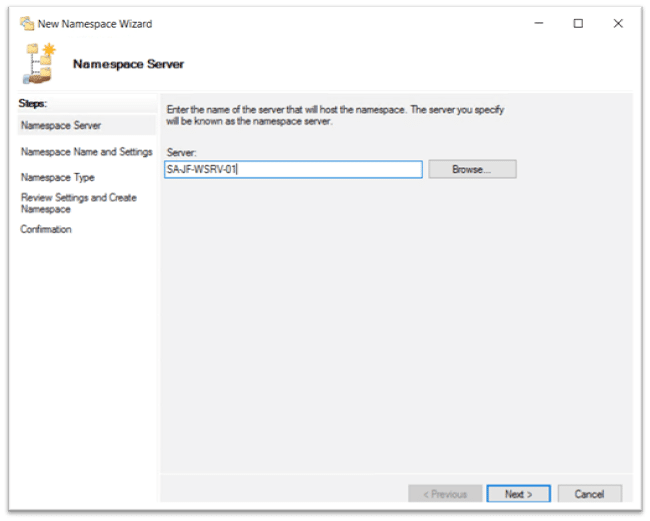 Namespace Server Window