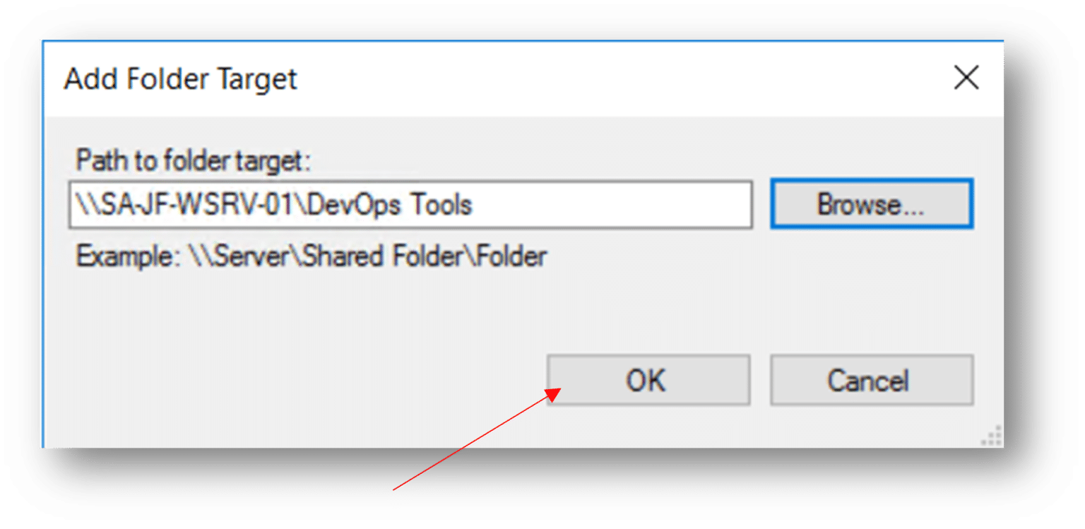 Adding a Target Folder to a Namespace Server Academy