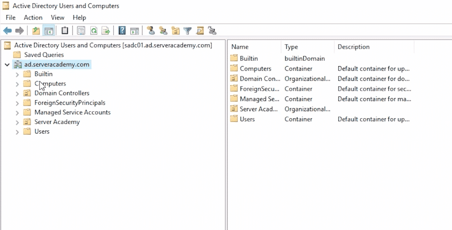 active directory users and computers console