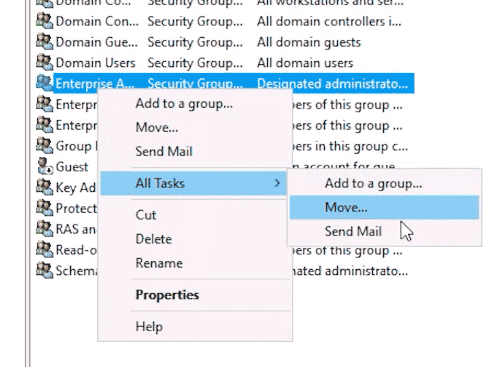 user object all tasks options