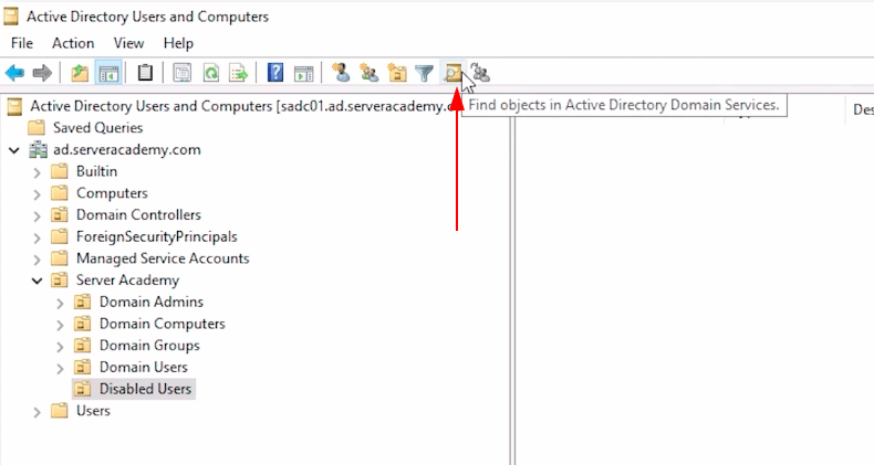 active directory users and computers disabled users ou