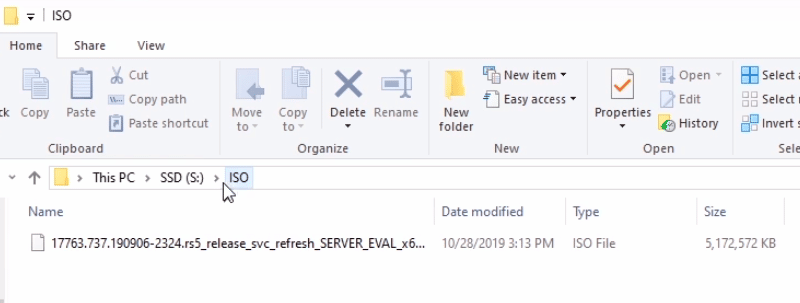 iso file saved in s drive