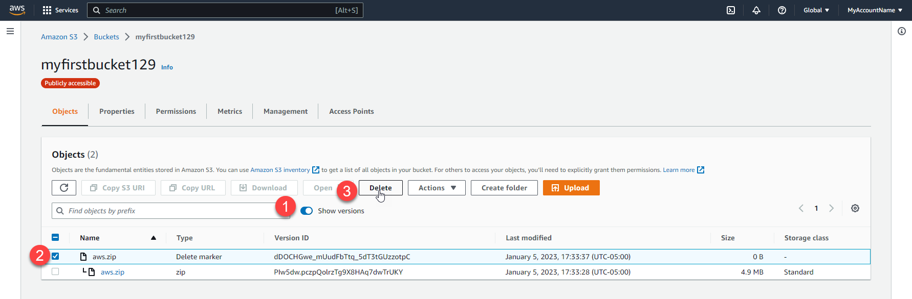 Deleting S3 objects