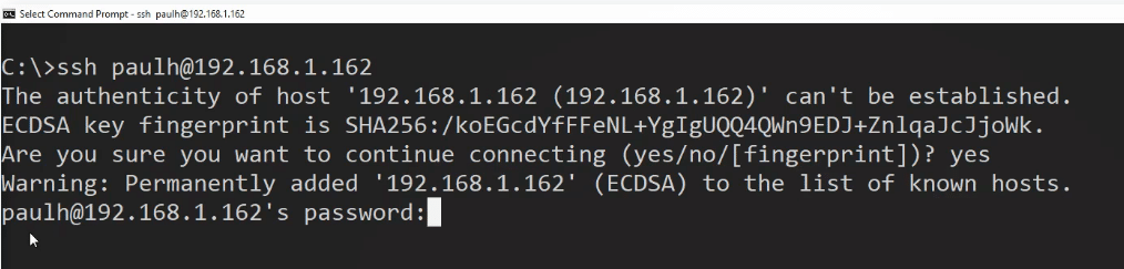 ssh into ubuntu server vm