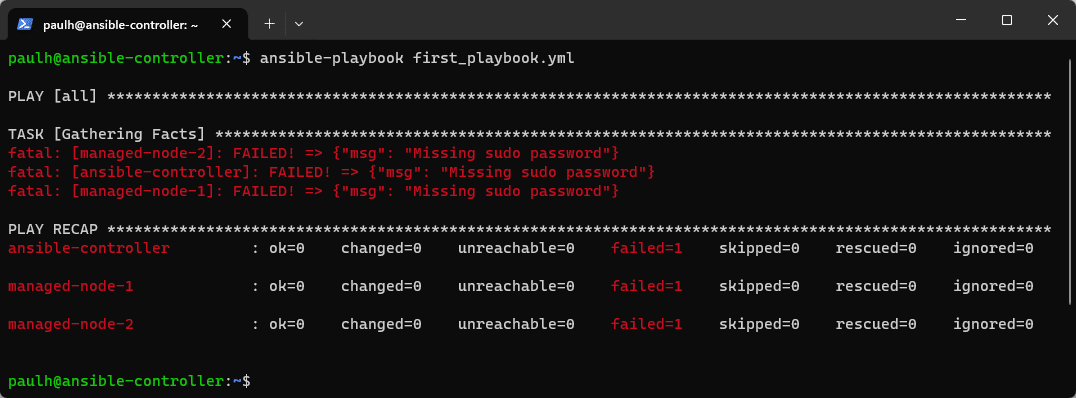 Ansible Playbook Error: Missing Sudo Password