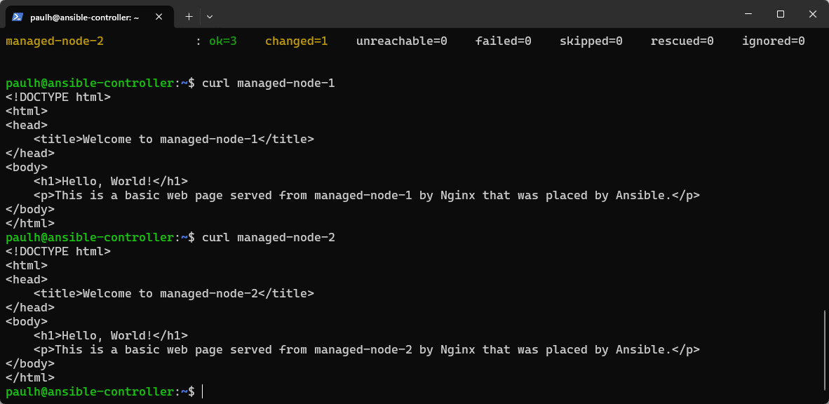 Curl of Ansible Managed Nodes