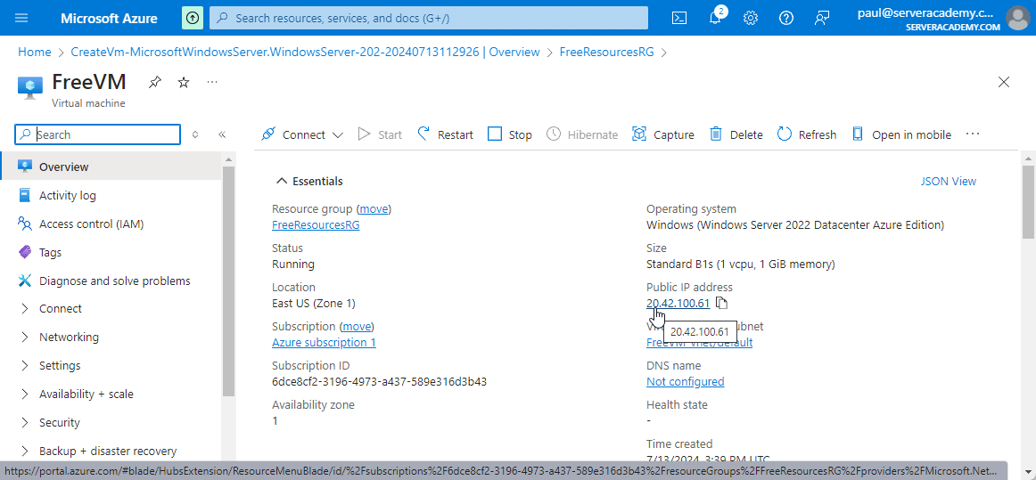 Copy Azure Public IP Address